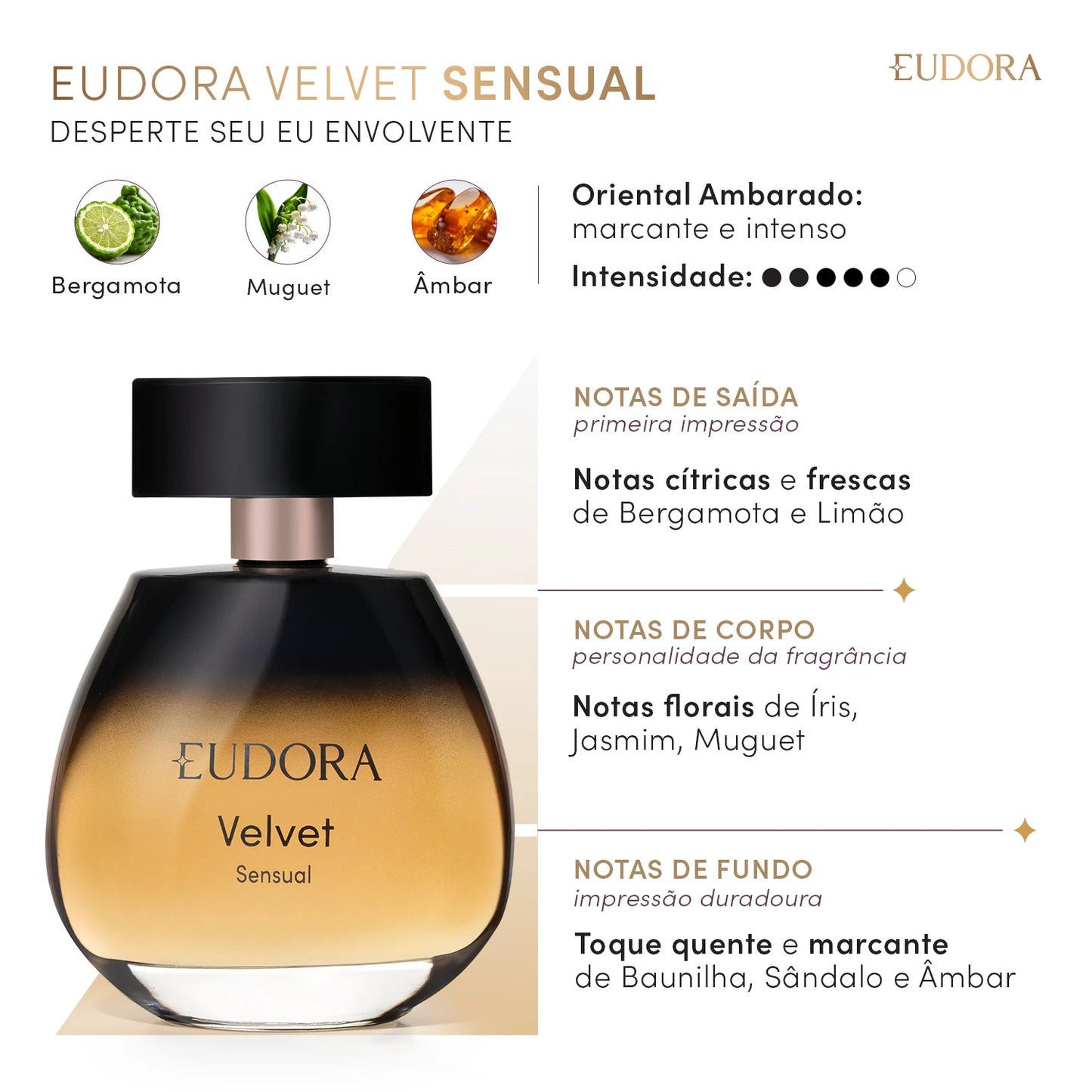 Eudora Velvet Sensual Desodorante Colônia 100Ml