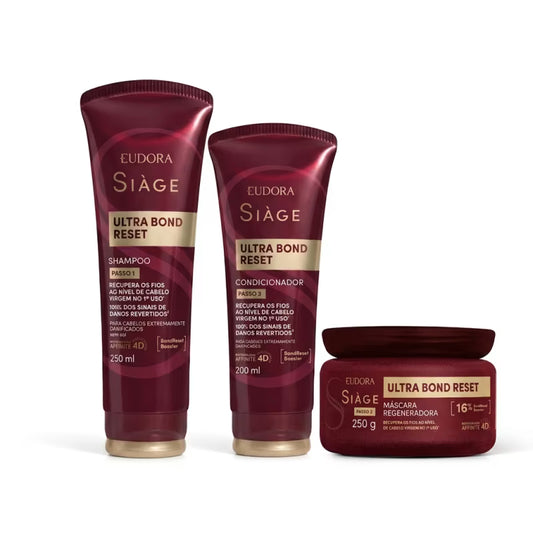Combo Siàge Ultra Bond Reset: Shampoo 250ml + Condicionador 200ml + Máscara Capilar 250g