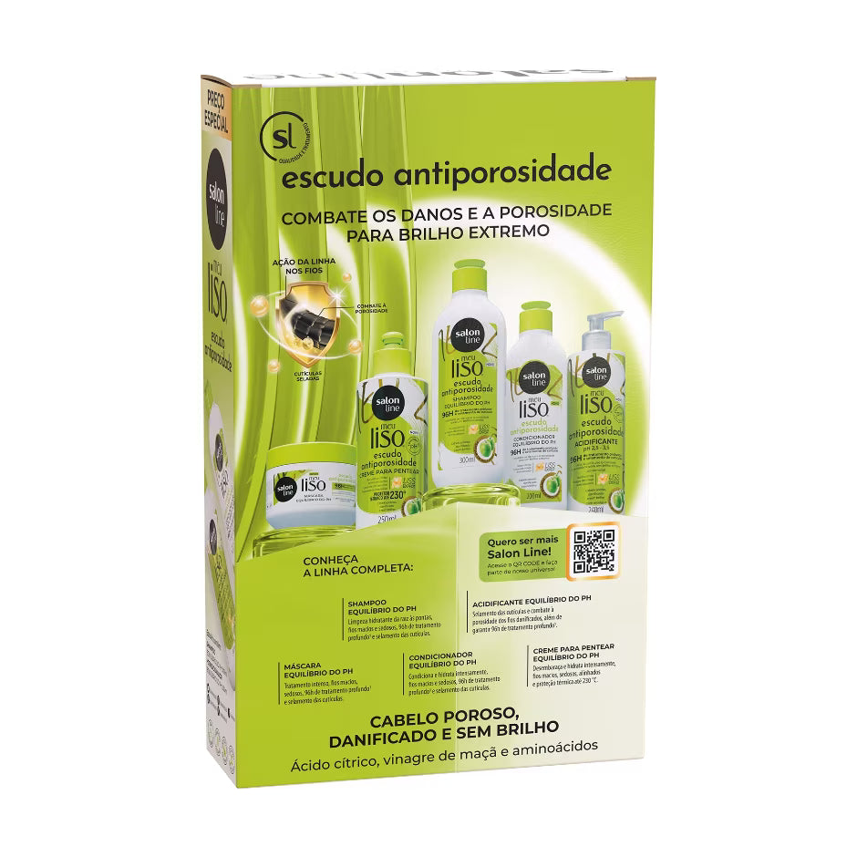 Kit Shampoo 300ml + Condicionador 200ml Meu Liso Escudo Antiporosidade